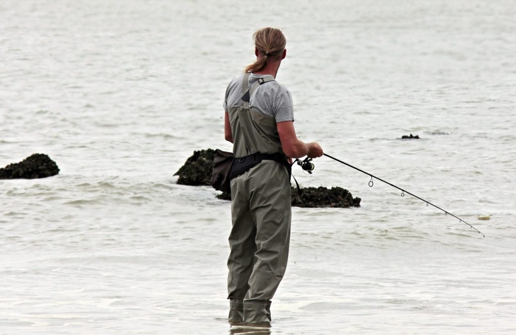 A person fishing.