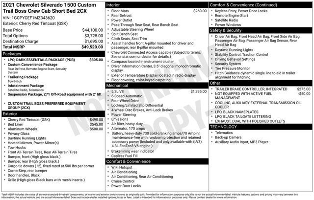 2021 Chevrolet Silverado 1500 Custom Trail Boss