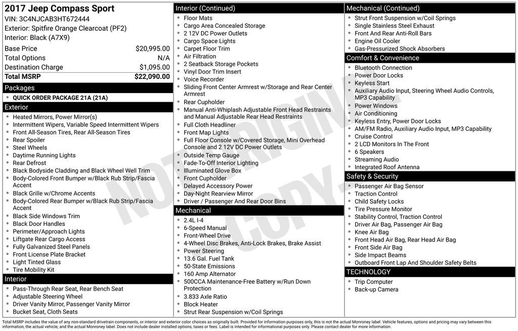 2017 Jeep New Compass Sport
