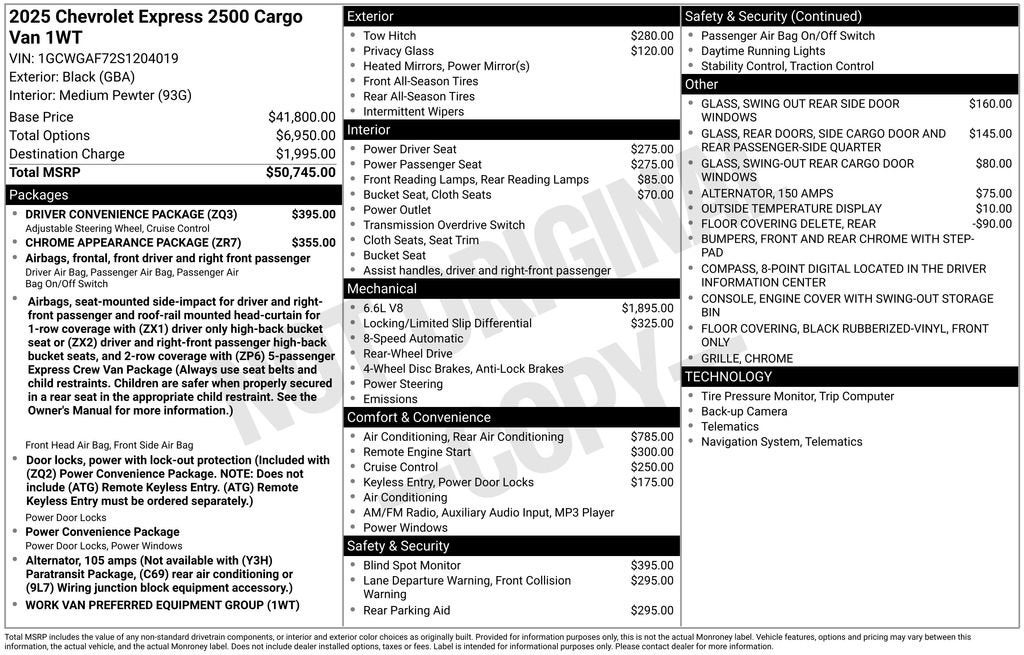 2025 Chevrolet Express Cargo WT