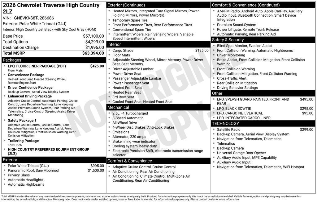 2026 Chevrolet Traverse High Country