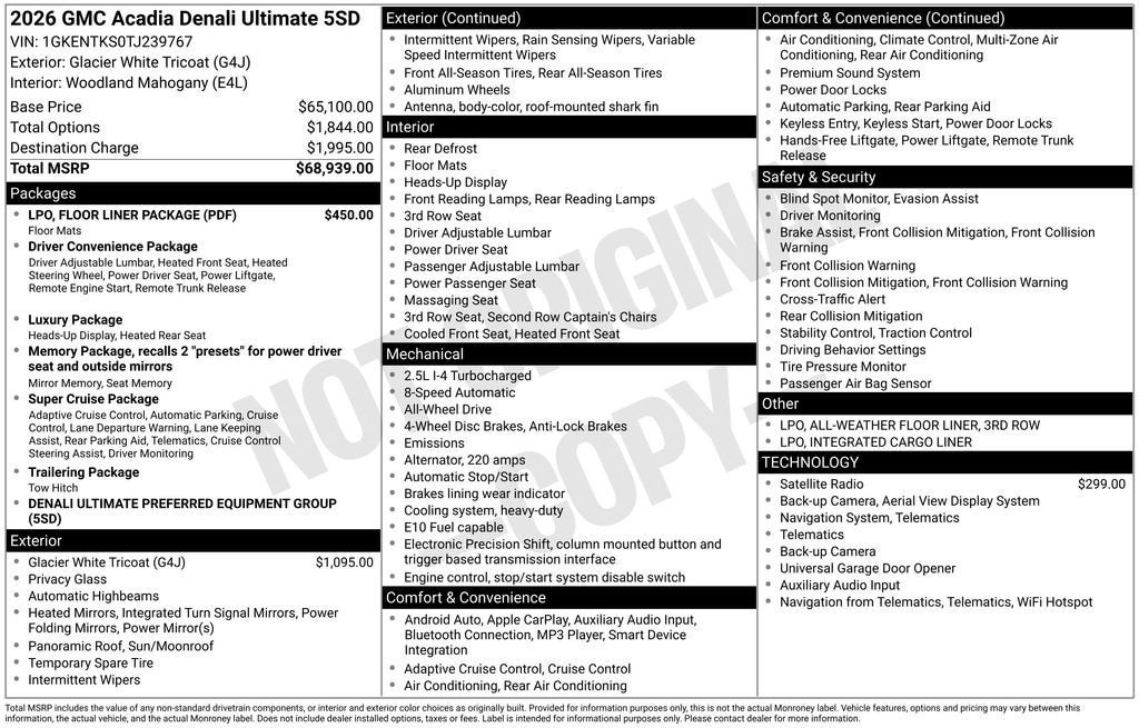 2026 GMC Acadia Denali Ultimate