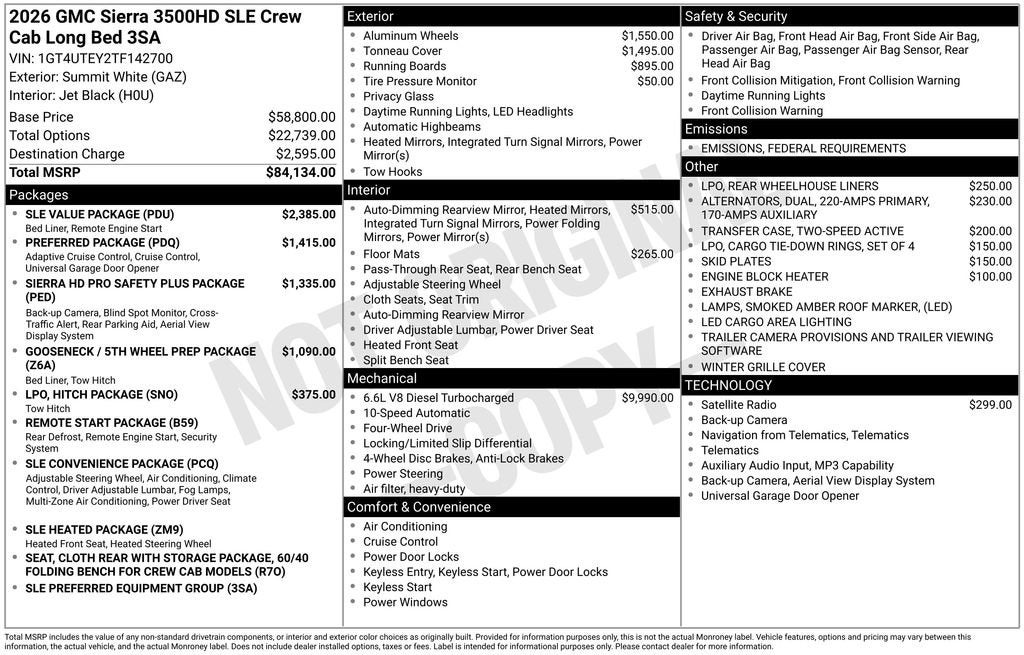 2026 GMC Sierra 3500 HD SLE DRW