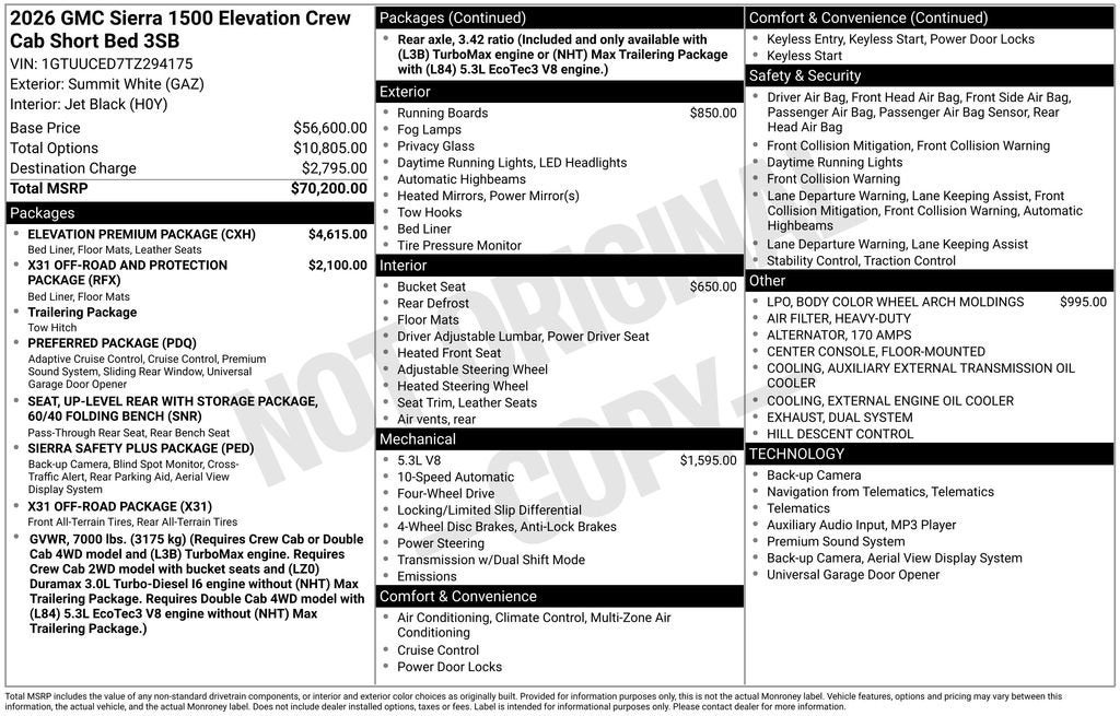 2026 GMC Sierra 1500 Elevation