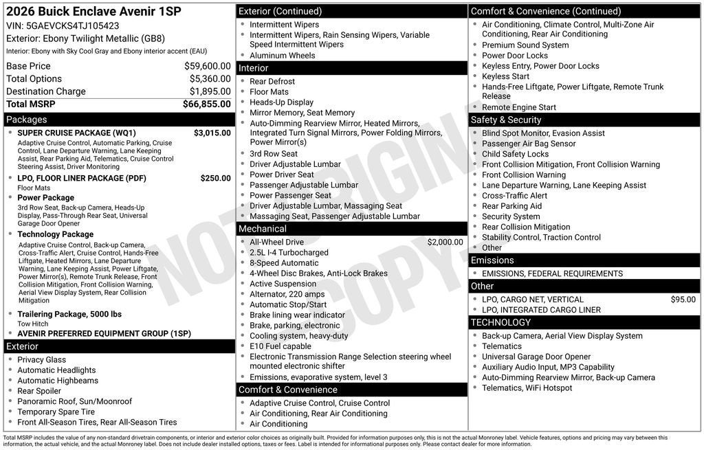 2026 Buick Enclave Avenir