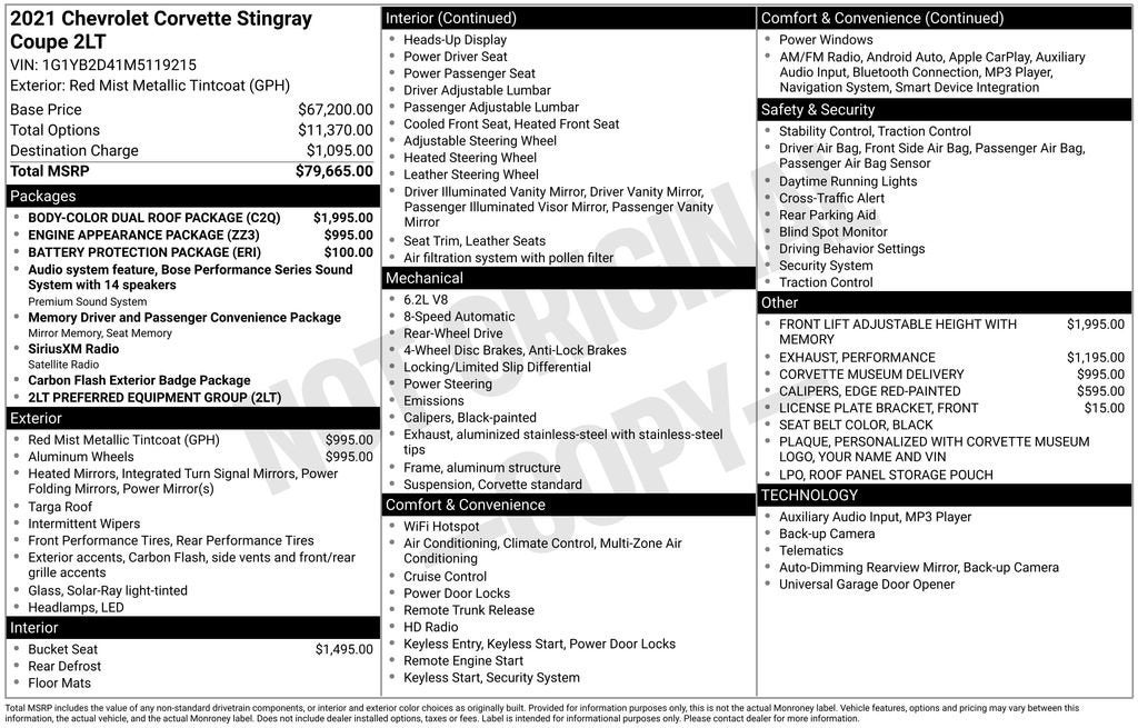 2021 Chevrolet Corvette Stingray 2LT
