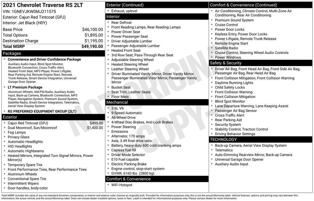 2021 Chevrolet Traverse RS