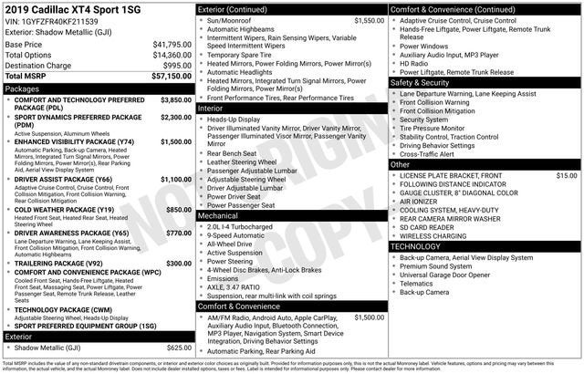 2019 Cadillac XT4 AWD Sport